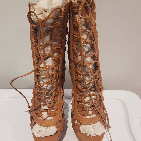 Bebe Lace up Wedge Stillotes Shoes - Picture 2 of 6